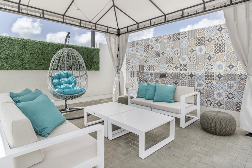Rooftop Patio, Cabanas and Sitting Area at Alameda West, Miami, 33144