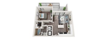 A1 Floor Plan at Alameda West, Miami, 33144