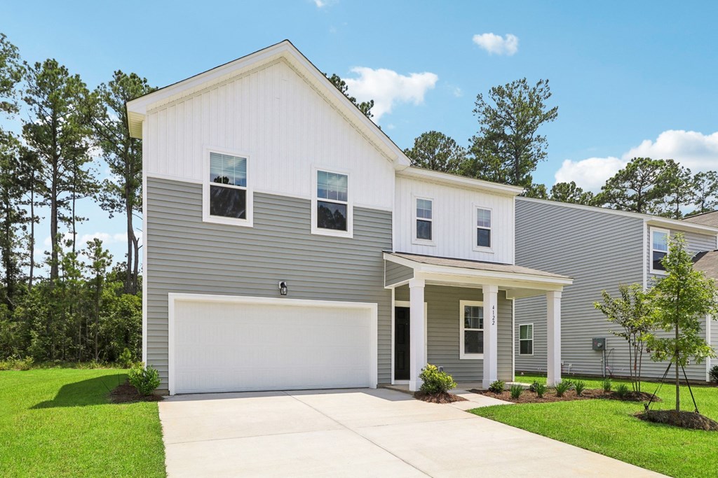 Sycamore Angled front view of a two-story house at Beacon at Ashley River Landing in Summerville, SC