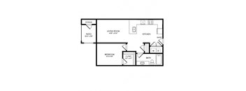 Pecan Creek floor plan, 660sqft, 1bed, 1bath, at Avery Oaks apartments in Austin, TX