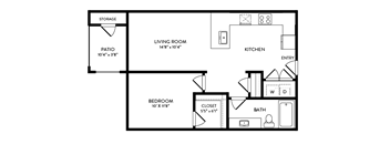 Floor plan of the Pecan Creek layout at the Avery Oaks Apartments