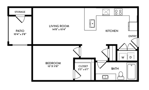 Floor plan of the Pecan Creek layout at the Avery Oaks Apartments
