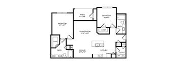 floor plan for the whitestone layout at Avery Oaks Apartments