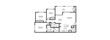 Buttercup floor plan, 1,425sqft, 3bed, 2bath, at Avery Oaks apartments in Austin, TX