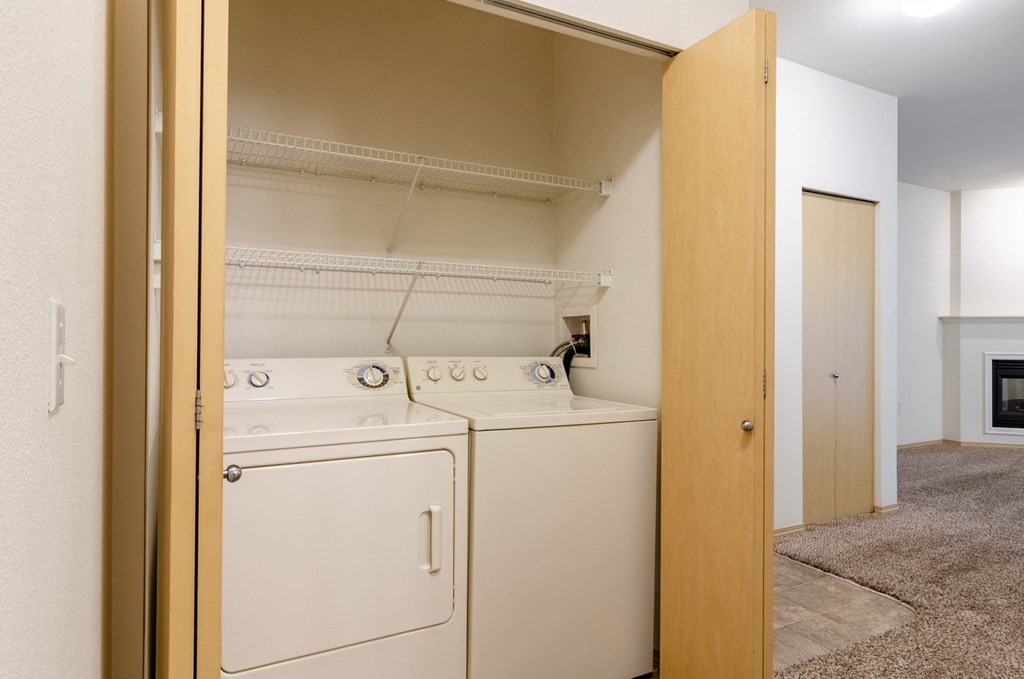 Washer and Dryers in Model at Abbey Rowe Apartments in Olympia, Washington, WA