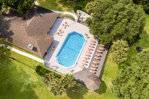 Aerial View of Pool at Reflections Apartment Homes in Gainesville, Florida, FL