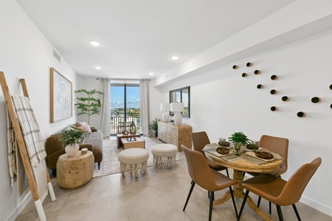 1 Bedroom Unit, living and dining room, at Alvorada on the Bay in North Miami Beach, FL