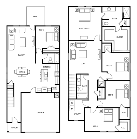 Ash - 5 Bedroom 3 Bath 2,609 Sq. Ft. Floor Plan at Beacon at Meridian, San Antonio, TX