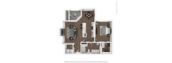 A3 3D floor plan furnished, 1 bed, 1 bath, A1 3D floor plan furnished. 1 bed, 1 bath, Asheville at Spring Branch in Houston, TX