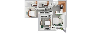 B, 2 bed 1 bath | 834 sq ft | Alvorada on the Bay in North Miami Beach, FL