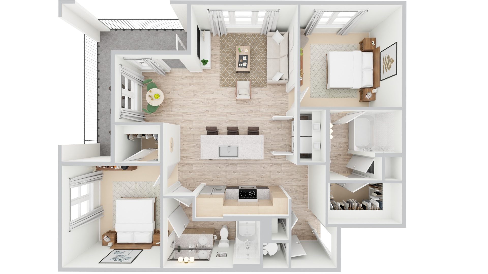 B2 unit | 1102 sq ft | Whispering Pines in Hurst, TX