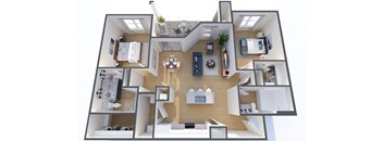 B2, 2Bed/2Bath, 1160-1165 sq. ft. at Hillside on Parmer Lane Apartments in Austin, TX