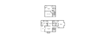 Heritage floor plan, 2-story, 2bed, 2bath, 1309sf, Chisholm Place Apartments in Plano, TX