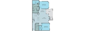 B3 floor plan, 2bed 2 bath and 1,113 square feet. Hilltops in Conroe, TX