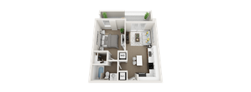 1 bedroom 1 bathroom floor plan F at Blue Lagoon 7, Florida, 33126