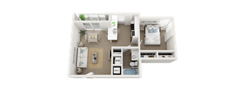 1 bedroom 1 bathroom floor plan J at Blue Lagoon 7, Miami, Florida