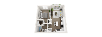 1 bedroom 1 bathroom floor plan Gat Blue Lagoon 7, Miami, FL, 33126