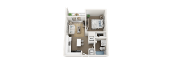 1 bedroom 1 bathroom floor plan H at Blue Lagoon 7, Miami, FL