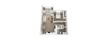 1 bedroom 1 bathroom floor plan K at Blue Lagoon 7, Miami