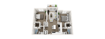 2 bedroom 2 bathroom floor plan Aat Blue Lagoon 7, Miami, 33126