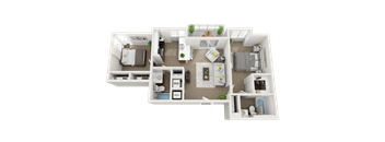2 bedroom 2 bathroom floor plan E at Blue Lagoon 7, Florida, 33126