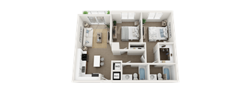 2 bedroom 2 bathroom floor plan C at Blue Lagoon 7, Miami