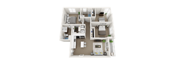 2 bedroom 2 bathroom floor plan F at Blue Lagoon 7, Miami, FL, 33126