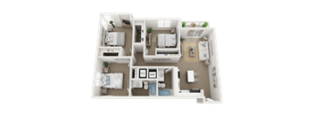 3 bedroom 2 bathroom floor plan at Blue Lagoon 7, Miami, FL