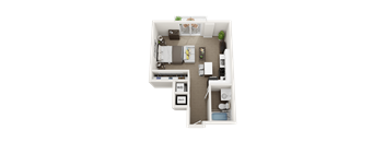 1 bedroom 1 bathroom floor plan E at Blue Lagoon 7, Florida