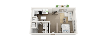 1 bedroom 1 bathroom floor plan D at Blue Lagoon 7, Miami