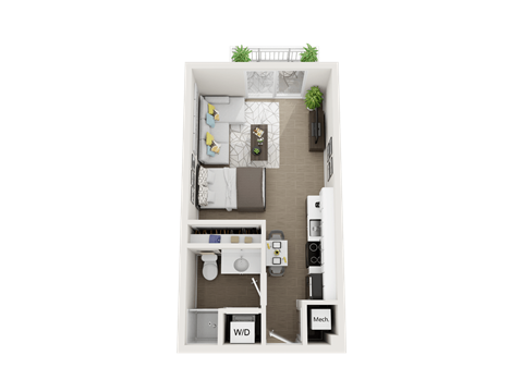 1 bedroom 1 bathroom floor plan C at Blue Lagoon 7, Miami, Florida