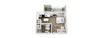 1 bedroom 1 bathroom floor plan Aat Blue Lagoon 7, Miami, FL