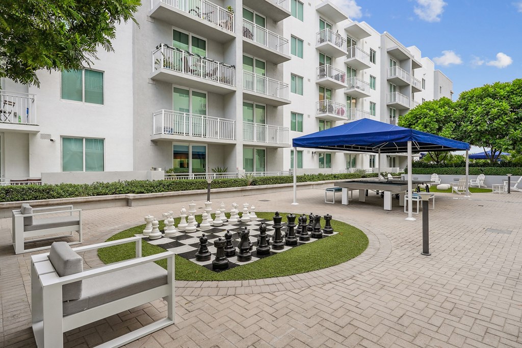a large chess board in courtyard area, Blue Lagoon 7 in Miami, FL