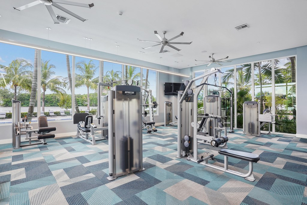 fitness room with exercise machines at Blue Lagoon 7 in Miami, FL