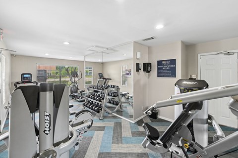 Fitness center at Brighton Place in Lewisville, TX
