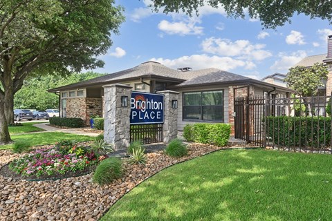 Property sign at Brighton Place in Lewisville, TX