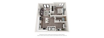 Aria 1 Bedroom 1 Bath Floor Plan at Bay Village1, Palmetto Bay, 33157