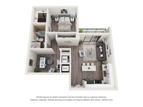 Avery 1 Bed 1 Bath Floor Plan at Bay Village1, Palmetto Bay, Florida