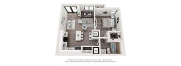 1 Bedroom 1 Bathroom Floor Plan at Bay Village1, Palmetto Bay, FL