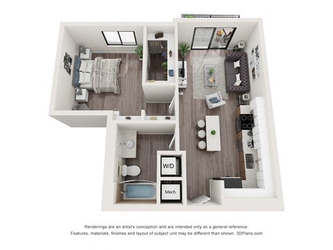 Auden 1 Bed 1 Bath Floor Plan at Bay Village1, Palmetto Bay, Florida