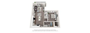 Asher 1 Bedroom 1 Bath Floor Plan at Bay Village1, Palmetto Bay