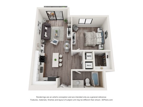 Adelia 1 Bedroom 1 Bath Floor Plan at Bay Village1, Florida