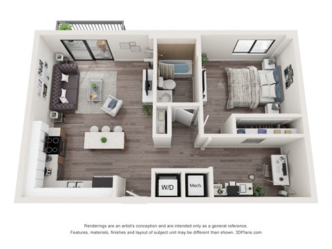 Armon 1 Bedroom 1 Bathroom Floor Plan at Bay Village1, Palmetto Bay, FL