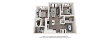 Barden 2 Bedroom 2 Bathroom Floor Plan at Bay Village1, Palmetto Bay, FL, 33157
