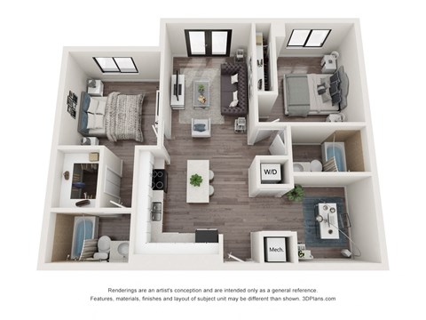 Barden 2 Bedroom 2 Bathroom Floor Plan at Bay Village1, Palmetto Bay, FL, 33157