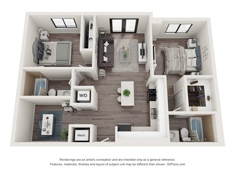 Barton 2 Bed 2 Bath Floor Plan at Bay Village1, Palmetto Bay, FL