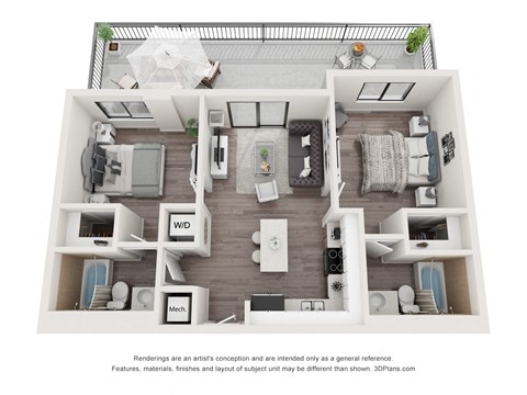 2 Bed 2 Bath Floor Plan at Bay Village1, Florida
