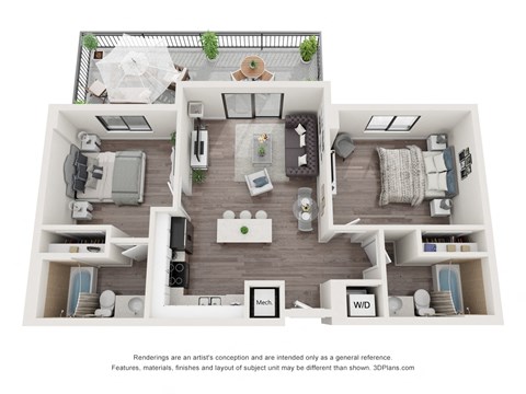 Berke 2 Bed 2 Bath Floor Plan at Bay Village1, Palmetto Bay, FL