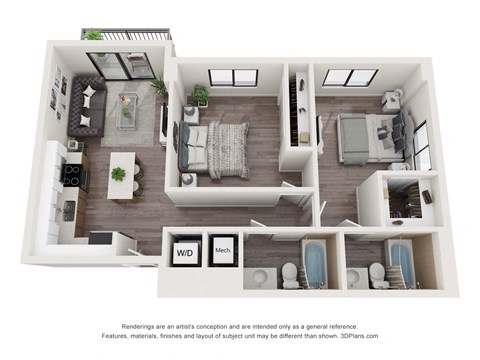 Blanche 2 bedroom 2 bath Floor Plan at Bay Village1, Palmetto Bay, Florida
