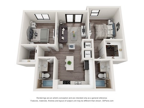 Bluma 2 Bed 2 Bath Floor Plan at Bay Village1, Palmetto Bay